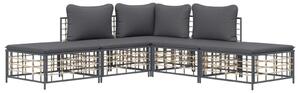 VidaXL Polyrattan Kerti Ülőgarnitúra - 5 részes - Antracit Szürke