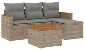 VidaXL 5 részes Polyrattan Kerti Ülőgarnitúra - Bézs