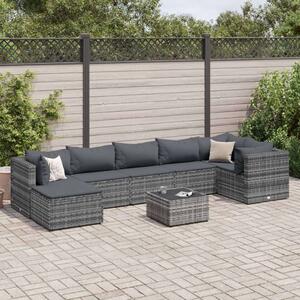 Polyrattan Kerti Ülőgarnitúra - 8 részes - Szürke