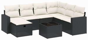 VidaXL Polyrattan Kerti Ülőgarnitúra - 8 részes - Fekete