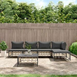 VidaXL 6-részes antracitszürke polyrattan kerti ülőgarnitúra párnákkal