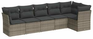Polyrattan Kerti Ülőgarnitúra - 6 részes - Szürke