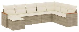 Polyrattan Kerti Ülőgarnitúra - 8 részes - Bézs