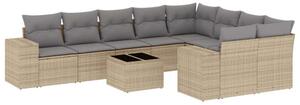 VidaXL Polyrattan Kerti Ülőgarnitúra - Bézs - 10 részes