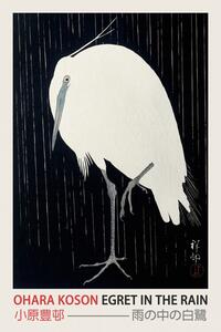 Reprodukció Egret in the Rain (Japanese Woodblock Japandi print) - Ohara Koson