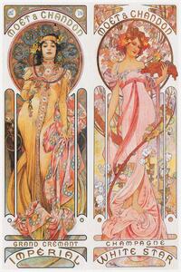 Reprodukció Moët & Chandon Champagne (Beautiful Pair of Art Nouveau Lady, Advertisement) - Alfons / Alphonse Mucha, (26.7 x 40 cm)