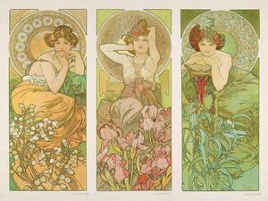 Reprodukció Topaz, Amethyst & Emerald (Three Beautiful Art Nouveau Ladies) - Alphonse / Alfons Mucha