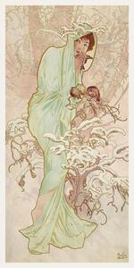 Reprodukció The Seasons: Winter (Art Nouveau Portrait) - Alphonse Mucha, (20 x 40 cm)