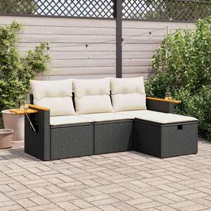 VidaXL Polyrattan Kerti Ülőgarnitúra - 4 részes - Fekete