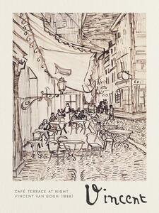 Reprodukció Café Terrace at Night Sketch - Vincent van Gogh