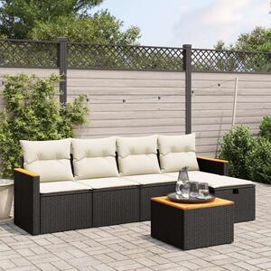 VidaXL Polyrattan Kerti Ülőgarnitúra - 6 részes - Fekete