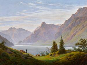 Reprodukció A Mountain Lake in the Morning (Vintage Green Landscape) - Caspar David Friedrich, (40 x 30 cm)