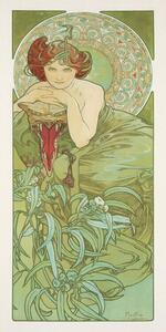 Reprodukció Emerald from The Precious Stones Series (Beautiful Distressed Art Nouveau Lady) - Alphonse / Alfons Mucha