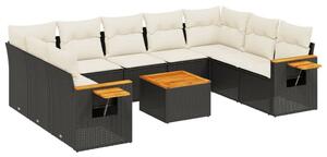 VidaXL Polyrattan Kerti Ülőgarnitúra - 10 részes - Fekete