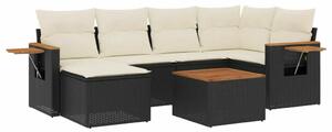 VidaXL Polyrattan Kerti Ülőgarnitúra - 7 részes - Fekete
