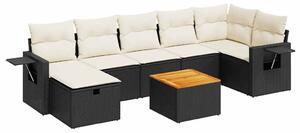 VidaXL Polyrattan Kerti Ülőgarnitúra - 8 részes - Fekete