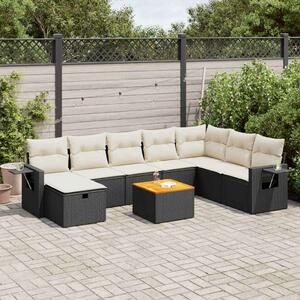 VidaXL Polyrattan Kerti Ülőgarnitúra - 9 részes - Fekete