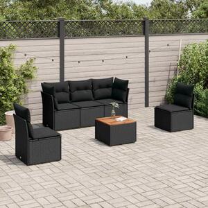 VidaXL Polyrattan Kerti Ülőgarnitúra - 6 részes - Fekete