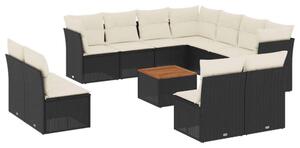 VidaXL Polyrattan Kerti Ülőgarnitúra - 12 részes - Fekete