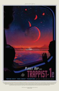 Illusztráció Trappist 1E (Planet & Moon Poster) - Space Series (NASA)