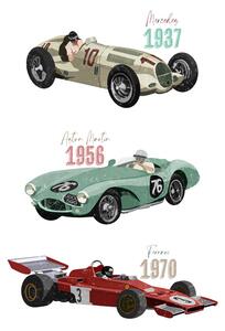 Illusztráció Vintage Racecars, Goed Blauw