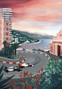 Illusztráció Monaco Circuit, Goed Blauw, (26.7 x 40 cm)