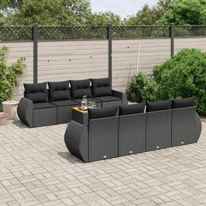 Polyrattan Kerti Ülőgarnitúra - 9 részes - Fekete
