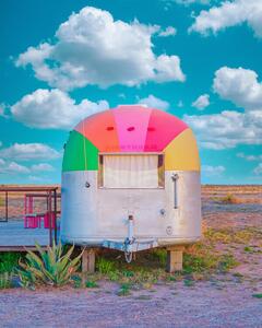 Fotográfia Vintage Camper Trailer With Rainbow Top, Tom Windeknecht