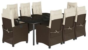 VidaXL 9-részes barna polyrattan kerti étkezőgarnitúra párnákkal
