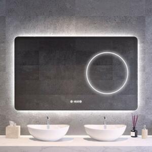 Fürdőszobai LED tükör 120x75cm | Páramentesítő - Óra - Fényerő + színhőfok állítás | Welland Texol