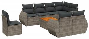 VidaXL 9-részes szürke polyrattan kerti ülőgarnitúra párnákkal