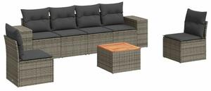 VidaXL Polyrattan Kerti Ülőgarnitúra - 7 részes - Szürke
