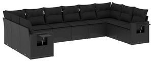 VidaXL Polyrattan Kerti Ülőgarnitúra - 10 részes - Fekete