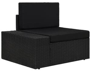 Fekete polyrattan sarokkanapé-elem jobb oldali karfával