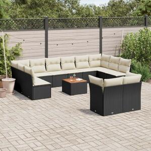 Polyrattan Kerti Ülőgarnitúra - 13 részes - Fekete