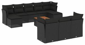 VidaXL Polyrattan Kerti Ülőgarnitúra - 11 részes - Fekete