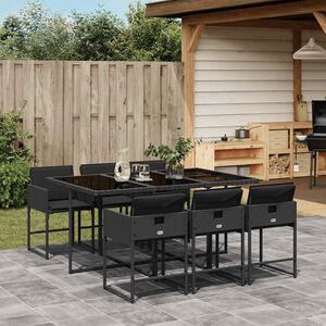 VidaXL Polyrattan Kerti Étkezőgarnitúra - 7 részes - Fekete