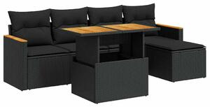 VidaXL Polyrattan Kerti Ülőgarnitúra - 6 részes - Fekete