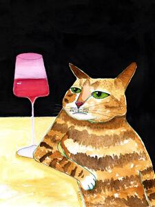 Illusztráció Cat Friday Night Drinks Wine Funny Cat Humour, Sharyn Bursic