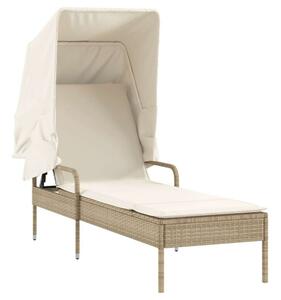 VidaXL Napozóágy - Polyrattan - Bézs - 200cm