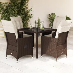 VidaXL Kerti Étkezőgarnitúra - 5 részes - Barna Polyrattan