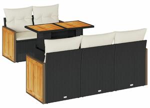 VidaXL - Polyrattan Kerti Ülőgarnitúra - 6 részes - Fekete