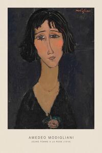 Reprodukció Jeune femme a la rose, Margherita (Portrait of a Beautiful Girl) - Amedeo Modigliani, (26.7 x 40 cm)