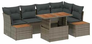 VidaXL Kerti Kanapé Szett tárolóval 10 pcs Szürke Poli rattan