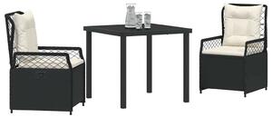 Kert étkező szett 3 pcs Fekete polirattan