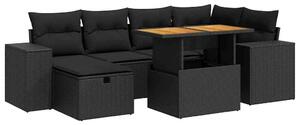 VidaXL Polyrattan Kerti Ülőgarnitúra - 8 részes, Fekete