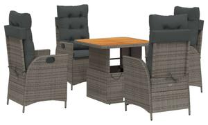 VidaXL 5 Részes Polyrattan Kerti Étkezőgarnitúra - Szürke