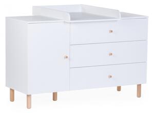 Childhome Wonder White - Komód - 3 fiók + 1 ajtó + pelenkázó egység