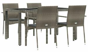 Polyrattan Kerti Étkezőgarnitúra - 5 részes - Szürke