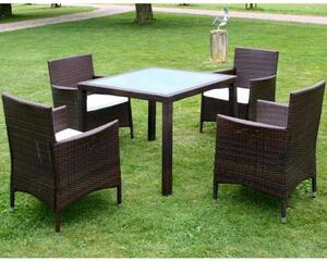 Poly Rattan Étkezőgarnitúra - 5 részes - Barna